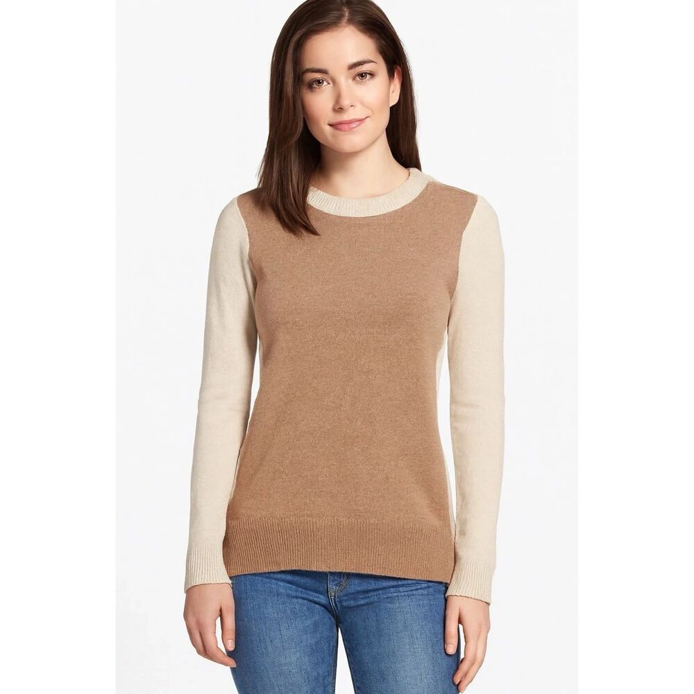 J. Crew sweater womens XS Wool pullover 2 tone zipper minimalist capsule neutral